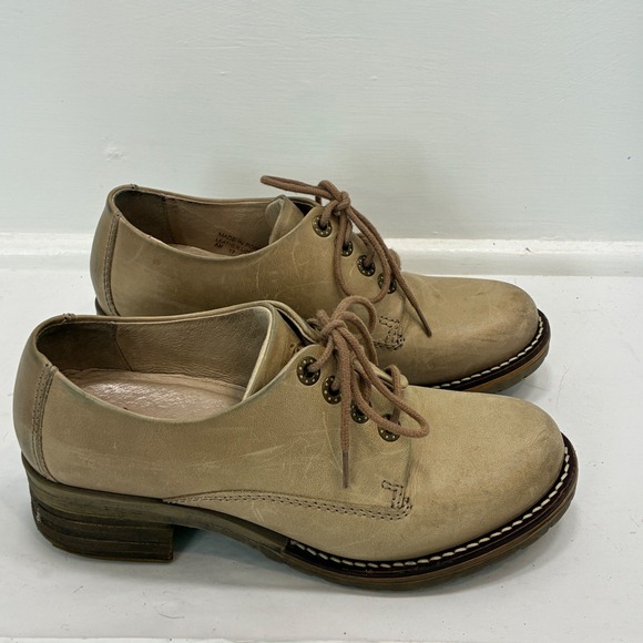 Dromedaris Shoes - Dromedaris Kaley Womens Tan Leather Lace Up Oxford Shoes Size 37 Grandpa Grandma